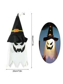 1 pieza Decoraciones de Halloween para exteriores, decoración colgante con sombrero de bruja luminoso y brillante, decoraciones de Halloween para interiores y exteriores, adornos para fiestas de Halloween, luces de cadena para el patio, el árbol, el jardín, la decoración del hogar y la decoración de la pared