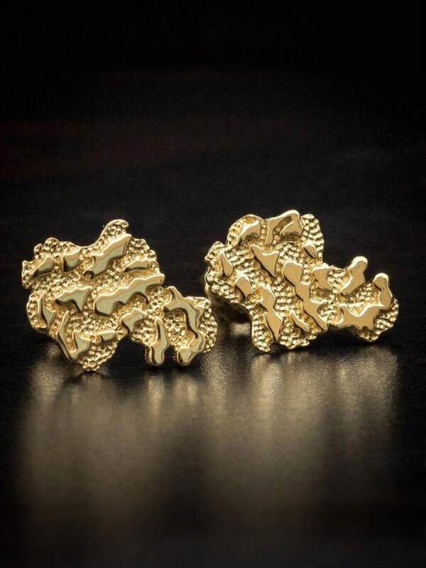 2 stuks/paar Hip Hop Heren Gouden Onregelmatige Geometrische Oorknopjes, Cadeaus voor Vrienden
