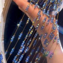 1m Fashionable Stainless Steel Bead Chain With Colorful Glass Beads, Handmade Necklace Bracelet Jewelry DIY Supplies