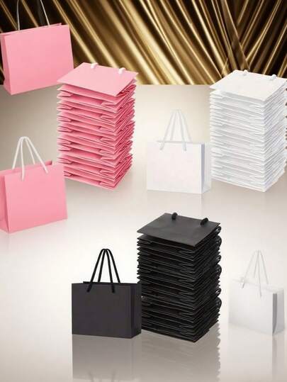 10 Mini Party Gift Bags With Handles In 3 Colors -4x4x6 Inches, Cute Mini Small Gift Bag Perfect For Graduation, Wedding, Party, Birthday, Earrings Jewelry Storage, Party Decoration Supplies And More