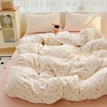 3pcs Minimalist Digital Printed Soft & Comfortable Bedding Set, 1*Duvet Cover + 2*Pillow Shams, No Filler, Skin-Friendly Peach Skin Printed Bedding Set, Suitable For Bedroom, Guest Room, King/Queen/Twin Size Bed, Breathable & Comfortable, Reversible, All Season, Machine Washable