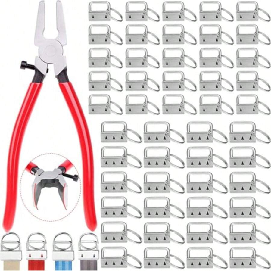 50PCS Lanyard For KEY Fob Hardware 1 Inch For KEYchain And Wristlet Clamp DIY - Silver - View 1
