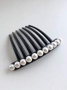 Schwarzer französischer Twist Haarklammer-Clips mit Kunstperlen dekorative Haarkämme für Frauen als Accessoire, vintage Haarstyling-Werkzeug (2er Pack)