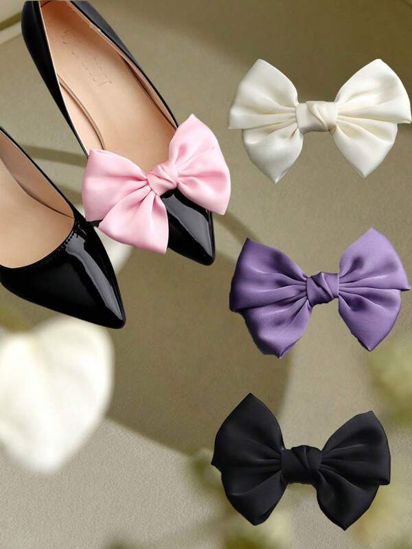2 Stücke abnehmbare Schleifen Schuhclips - 1 Paar Polyester Stoff DIY Schuh Dekorationen, mehrfarbig, geeignet für Sandalen, Pantoffeln, Turnschuhe, Loafers, High Heels, Loafer, Modeschuhe & Taschen, für Hochzeiten, Geburtstagsfeiern, Retro-Stil Sneaker