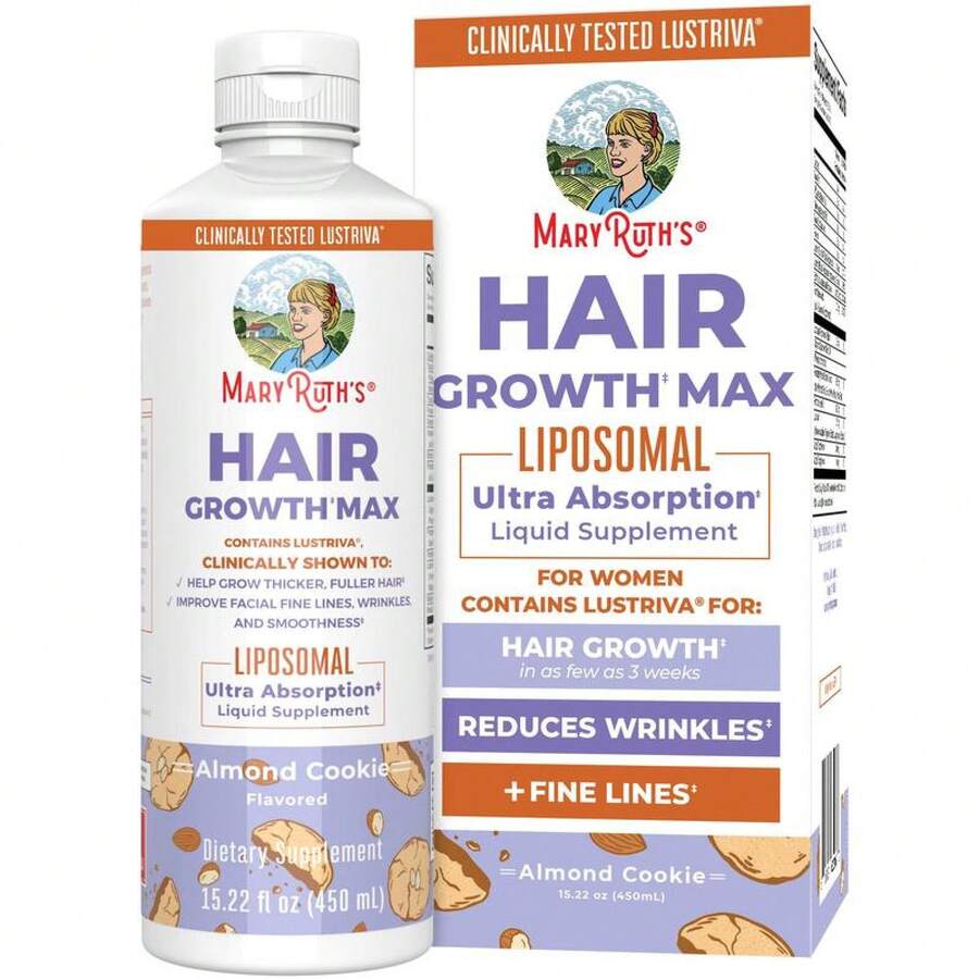 Hair Growth Max Liposomal - Lustriva + Biotin 10000mcg + Pumpkin Seed Oil - Thicker Hair - Improve Wrinkles & Fine Lines - 15.22 Fl Oz - Đơn - Xem 1