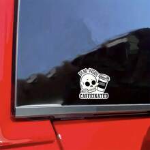 3-Inch "Dead Inside But Caffeinated" Sticker - Dark Humor & Coffee - Themed Vinyl Sticker With Skull And Coffee Cup Illustration For Laptops, Notebooks, Water Bottles, Coffee Bars, And Office Spaces | Great For Coffee Lovers