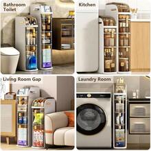 4-Tier Movable Storage Rack, Bathroom Kitchen Living Room Bedroom Light Luxury Storage Shelf, Multi-Layer Drawer For Bathroom Essentials (Shampoo, Towels, Soap) - No Metal Tubes Included, Christmas/Halloween Gift Decoration - 3層 - 查看 8