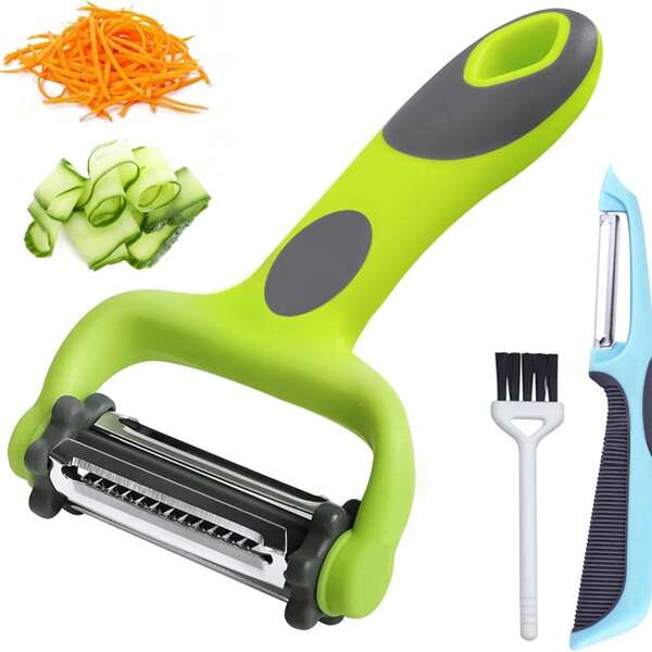 3 Piecesset 3-In-1 Peeler Blade Rotating Design With Cutting Function And Anti Slip Handle For Kitchen Utensils Such As Apple And Vegetable Peelers, Used For Fruits, Vegetables, Potatoes, And Carrots
