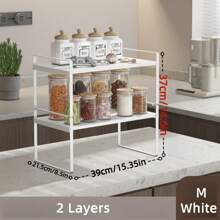 1pc Kitchen Cabinet Storage Rack, Iron Dish Organizer Rack With Multiple Layers, Multifunctional Countertop Storage Shelf, Available In 3 Sizes And 2 Colors