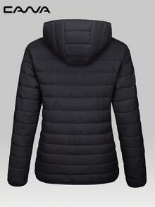 Cavva 女士连帽羽绒服，防风轻便，绗缝内衬，拉链设计，休闲保暖，适合冬季穿着，带4个口袋，适合徒步、露营、工作等场合，抓绒面料。