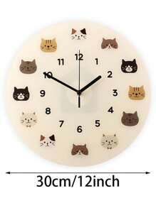 1 件，可爱猫狗挂钟，清新卡通动画风格装饰挂钟，静音时钟，无滴答声，家居墙面装饰，客厅、卧室、书房装饰。生日、圣诞节礼物