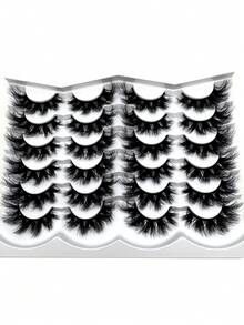 New 12 Pairs 3D Faux Mink Lashes Natural Thick Dramatic Fluffy Extended Eyelashes Wispy Lashes Natural Look 3D False Eyelashes D Curl Russian Strip Lashes Full False Eyelashes Travel Essentials Makeup Tools - Black - View 3