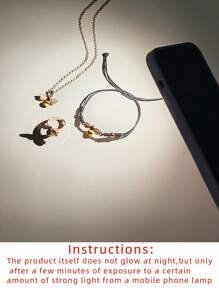 ATLVXJL 3 件套夜光蜜蜂形项链、手链和戒指组合套装，休闲珠宝配饰适合日常佩戴以及送给朋友、兄弟姐妹、家人的节日礼物 - 彩色 - 查看 8