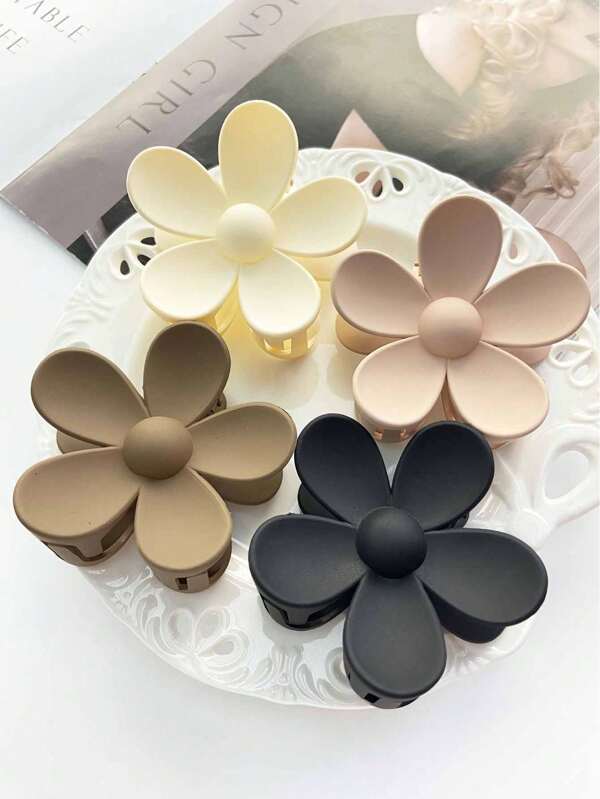 Pinza de garra 1/4 piezas Vuelta al colegio Elegante moda Accesorios para el cabello de mujer, Pinzas y clips para el cabello de plástico ligero ondulado, Negro/Blanco/Café Moda vintage Accesorios para el cabello multifuncionales, Adecuado para uso diario, peinado de moño, actividades al aire libre, lavado de cara, baño, maquillaje, combinación de atuendos, decoración de joyas, pinzas.