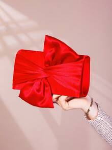 Satin Butterfly Shaped Clutch Purse For Ball/Evening Party - Red - View 3