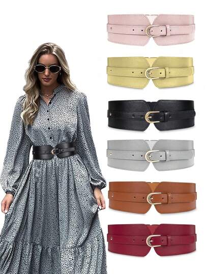 1PC Women's Wide-Brimmed Retro Elastic Belt PU Leather Fashion With Suit Dress Coat Waist Elastic Decoration Waist Wear Show Your Perfect Figure Halloween Waist Trainer Women Corset Belt Accessories For Ladies For Dress Western Cowboy Cowgirl Country Wear Vintage Women Corset Belt For Dress,Waist Trainer Waist-Shaping For Waist Slimming And Tummy Control