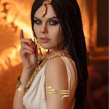 6pcs/Set Metal Simple Summer Beach Vacation Style Armlet Bracelet Jewelry Set, Suitable For Halloween Snake Decorations