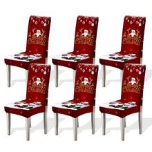 1/4/6/100pcs Christmas Printed Positioning Chair Covers, Cartoon Holiday Atmosphere Decor Dustproof Elastic Full-Wrap Chair Covers - Multicolor - View 12
