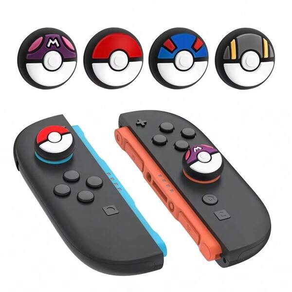 pokemon 1set/4pcs-Used With Switch/OLED/Switch Lite Game Console Controller's Analog Touch, Joystick Parts, Game Console Joystick Decorative Parts Silicone Material, Birth And Cartoon Animation, Switch/OLED/Switch Lite Controller, Switch Accessories, Birth And Matching, (Some Parts May Be Random)