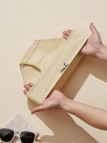 AOKVOGIRL Quần lót cotton nữ 3 chiếc/gói, họa tiết nơ kẻ caro màu ngẫu nhiên, kiểu dáng dễ thương, quần lót tam giác tối giản màu trơn, quần short cạp chun - Nhiều màu - Xem 7