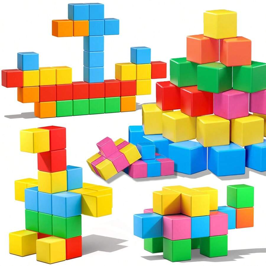 Magnetic Cube Building Blocks, STEM Educational Toy, Suitable For Boys And Girls 3+ Years Old, Essential Teaching Toy To Inspire Creativity And Promote Brain Development - Multicolor - View 1