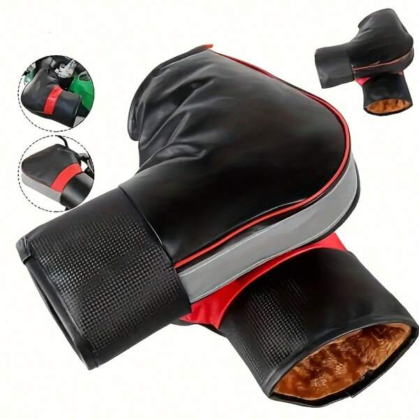 1 Pair Of Winter Cycling Gloves, Waterproof Artificial Leather Bicycle And Motorcycle Handle Gloves, With Reflective Strips, No Fear Of Winter Cold While Cycling, Soft And Comfortable, Super Cold And Frost Resistance, Windproof And Rainproof