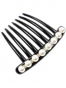 Schwarzer französischer Twist Haarklammer-Clips mit Kunstperlen dekorative Haarkämme für Frauen als Accessoire, vintage Haarstyling-Werkzeug (2er Pack)