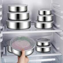 5pcs/Set Stainless Steel Mixing Bowls With Lids, Nesting Bowls For Kitchen Baking, Serving, Sealing, Heavy Duty And Dishwasher Friendly, Kitchen Utensils & Accessories