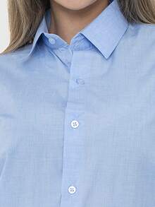 Women's Formal Shirt Premium Linen Structured Long Sleeve Shirt - Light Blue - View 4