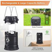 1pc New Outdoor Horse Lantern 5800 Camping Light Solar Rechargeable LED Tent Lamp Multi-Function Portable Telescopic Light, Solar Lights Outdoor - Multicolor - View 5