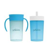 Milestones Straw To 360 Cup Set, Convertible Toddler Training Cup Set With Interchangeable Silicone Straw And 360 Degree Cup Lid Oan Blue, 10 Oz/300 ML, , 9m+, 2 Pack