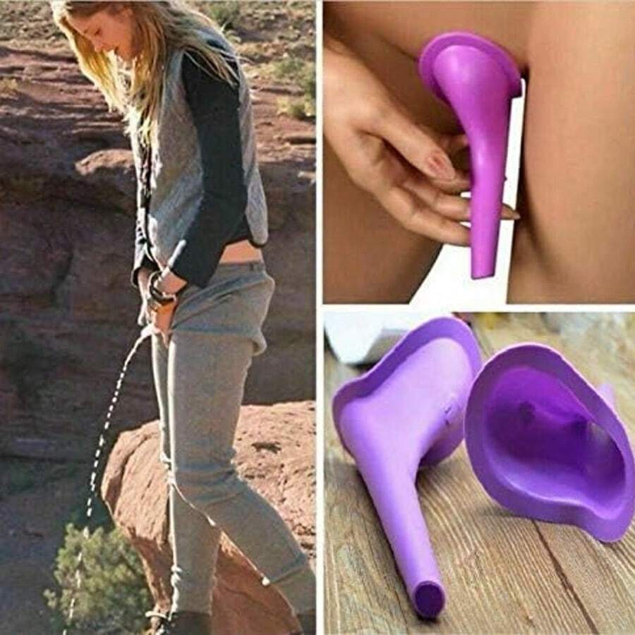 1PC Lightweight Portable Emergency Urinal For Women - Purple Stand-Up Pee Device For Outdoor Travel & Camping, Hygienic & Easy-To-Use Design, Portable Toilet For Camping - trái cam - Xem 1