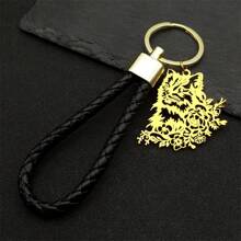 可爱猫咪花朵不锈钢吊坠钥匙扣男女金色合金 PU 皮革小猫动物钥匙扣饰品