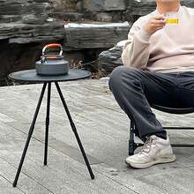 1pc Outdoor Camping Coffee Table With Aluminum Alloy And Tripod, Portable And Creative Picnic Table, Ultra-Light Round Table