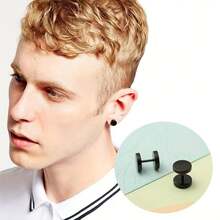 5 Pairs Of Men's Punk-Style Titanium Steel Round Earrings, Set With Cubic Zirconia - Perfect For Casual Decoration - Earring - View 9