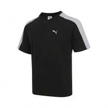 Puma Men's T7 Short Sleeve T-Shirt, Knitted Collar T-Shirt 63478601 - Black - View 1