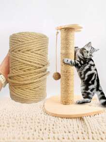 Corde de jute naturelle pour chats, ficelle, corde pour chats, corde de sisal pour arbre à chat - ficelle rustique et solide pour faire des griffoirs DIY pour chats, de l'artisanat, de la décoration intérieure, de l'emballage et de la suspension - jouet pour chat durable et de haute qualité et fournitures d'artisanat, ficelle de jardin, emballage et décoration d'intérieur, accessoires pour chats