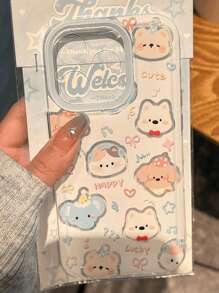 Funda de teléfono con diseño de gato y patrón de animal lindo compatible con iPhone 16 15 Pro Max 14 Plus 13 12 11 XS XR X 7, y series S21/S22/S23/S24/S25/A71/A51/A55. Diseño de borde completo, elegante, con recortes precisos, resistente al agua, a los golpes, a las caídas y a los arañazos.