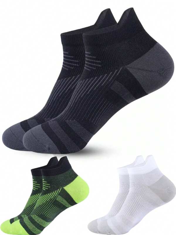 2/6 Pairs Fashion Versatile Contrast Color Tab Ankle Sports Socks, Suitable For Daily, Fitness, Running, Cycling, Outdoor And Other Occasions