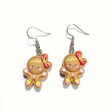 5/10 đồ trang trí bánh gừng bằng nhựa có nơ, mặt dây chuyền Giáng sinh dùng làm đồ trang sức tự làm, hoa tai, vòng cổ, móc chìa khóa, đồ thủ công - Món quà Giáng sinh lý tưởng! - Nhiều màu - Xem 7