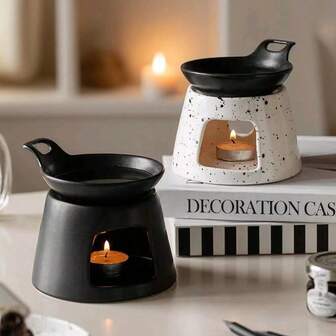 1pc Ceramic Wax Melt Burner With Removable Tealight Holder, Easy To Clean & Efficient Fragrance Diffusion