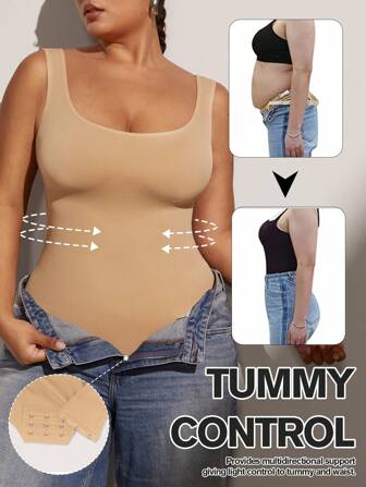 1 st Damer Plus Size Seamless Shapewear Body, Midja Cinching, Magkontroll, Rumplyftning