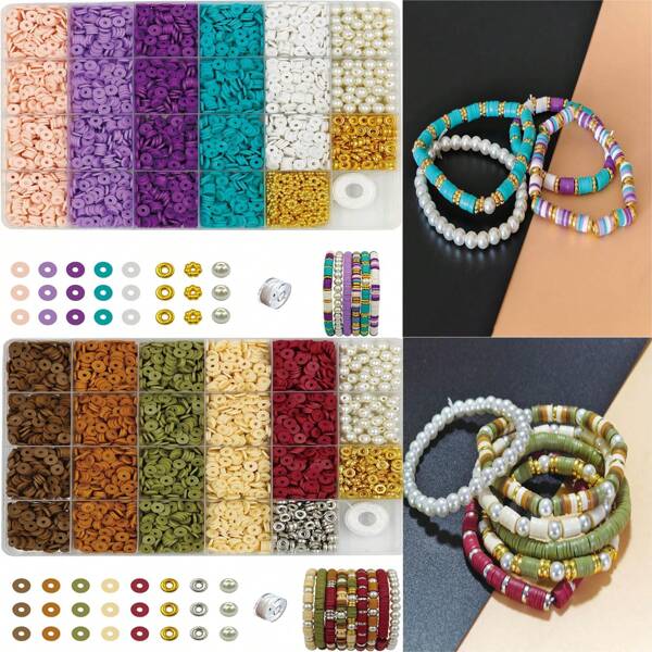 Kit de bracelets bohémiens pour femmes adultes (6 mm) avec 3160 perles d'argile, adapté pour la création de bijoux dans différentes occasions