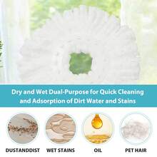 Spin Mop And Bucket With Wringer Set,360° Mop And Bucket System With 3 Microfiber Mop Refills And 50" Extended Handle For Floor Cleaning - Màu xanh lam - Xem 5