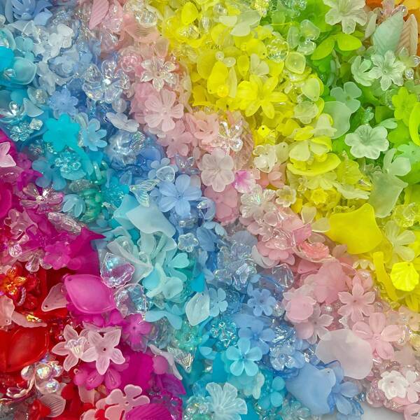 30g/Pack DIY Acrylic Leaf Flower Petal Pieces, Colorful Vintage Style DIY Material Pack, Matte Plated Transparent Mixed Set For Handmade Ancient Style Hair Accessories, Hair Clips, Hair Pins, Headbands, Jewelry, Beading Crafts