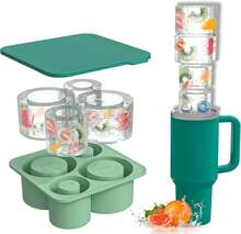 Tumbler Ice Mold Set - Silicone Ice Tray With Lid, Suitable For Frozen Drinks, Juice, Whiskey, Cocktails, And Coffee, Compatible With 20-40 Oz Glass And  Tumblers, Practical Ice Mold,7798482 - màu xanh lá - Xem 2