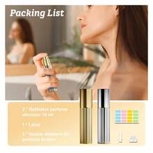 2PCS 10ml Travel Perfume Atomizer Refillable, Bottom-Filling, Portable Fragrances Spray Bottle Empty, 0.34oz Travel Sprayer Perfume For Women, Men, Gift GoldGold