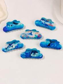 发夹 1 件海洋动物爪夹海豚印花发饰女士发夹发夹马尾辫、发髻、海滩、度假发饰、学校用品、大学秋季配饰秋冬