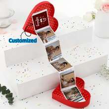 定制一个包含6张照片和文字的周年纪念戒指盒，作为他/她生日、周年纪念日、情人节、圣诞节的礼物，或者用个性化照片简单地说“我爱你”或“我想你”。定制饰品、定制工艺品、家居装饰 - 愛心 - 查看 9
