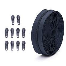 20种颜色，#3尼龙拉链，1套（177.16英寸/450厘米/5码拉链+10个配套拉链头），多种颜色可选，可剪裁成任意长度，适用于服装、家纺、箱包、玩偶 - 彩色 - 查看 13